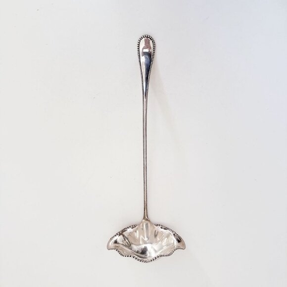 WM A ROGERS BEADED DOUBLE SIDED PUNCH SOUP LADLE 15" LONG - Picture 2 of 10